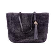 Zwarte Stro Tote Tas Ralph Lauren , Black , Dames