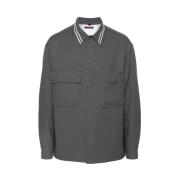 Grijze Logo Patch Shirt Jas Gucci , Gray , Heren