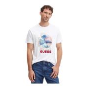 Katoenen Regular Fit T-shirt - Wit Guess , White , Heren