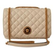 Elegante witte leren schoudertas Versace , White , Dames