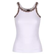 Steen versierde katoenen tanktop Pinko , White , Dames