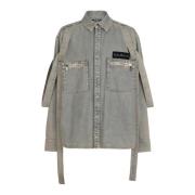 Multi-Strap Sandy Lichtblauwe Denim Shirt Balmain , Blue , Heren