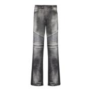 Losvallende denim biker jeans Balmain , Gray , Heren