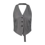 Glitter Rugloze Vest in Pinstripe Stijl Luisa Cerano , Gray , Dames