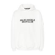 Ski Club Hoodie Wit Katoen Fleece Palm Angels , White , Heren