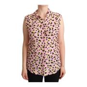 Leopard Print Sleeveless Polo Shirt Love Moschino , Multicolor , Dames