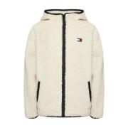 Witte Jas Aw24 Rits Sluiting Tommy Jeans , White , Heren