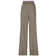 Herringbone Wool Blend Trousers Brunello Cucinelli , Brown , Dames