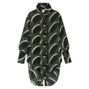 Olijf Macaroon Lange Sjaal Shirt AZ Factory , Green , Dames