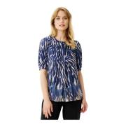 Blauwe Joyce Blouse 1/2 Mouw IN Front , Blue , Dames