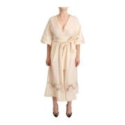 Elegante witte maxi wikkeljurk Pink Memories , White , Dames