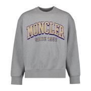 Logo Sweatshirt Ronde Hals Lange Mouw Moncler , Gray , Heren