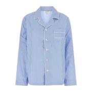 Geborduurd Katoenen Pyjama Shirt Sporty & Rich , Blue , Dames