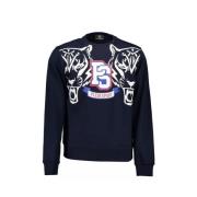 Blauw Contrast Sweatshirt Stijlvol Sportief Plein Sport , Blue , Heren