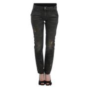 Grijze Straight Leg Distressed Jeans Costume National , Gray , Dames