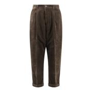 Bruine Wortel Crop Fluwelen Broek Ami Paris , Brown , Heren