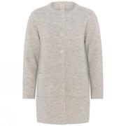 Klassieke Lange O-Neck Cardigan Skovhuus , Beige , Dames