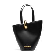 Zwarte Leren Tote Tas Jacquemus , Black , Dames