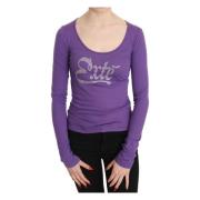 Elegante paarse kristalversierde top Exte , Purple , Dames