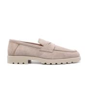 Taupe Bruin Suède Loafers Amandel Teen Santoni , Brown , Heren