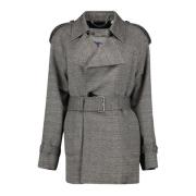 Wollen en Zijden Trenchcoat Burberry , Gray , Dames