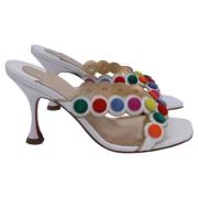 Pre-owned Leather sandals Christian Louboutin Pre-owned , White , Dame...