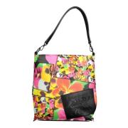 Elegante Zwarte Statement Handtas Desigual , Multicolor , Dames