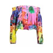 Rosa Longsleeve T-shirt met Contrastdetails Desigual , Multicolor , Da...