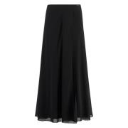 Georgette Maxi Rok met Wijd Uitlopende Zoom Calvin Klein , Black , Dam...