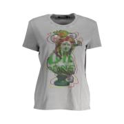 Chique Grijs Bedrukt Katoenen T-Shirt Desigual , Gray , Dames