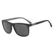 Zonnebril Grijze Lens Zwarte Frame Emporio Armani , Black , Heren