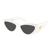 Cat-Eye zonnebril met donkergrijze lenzen Miu Miu , White , Dames