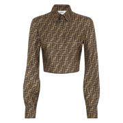 Bruine Tabak Shirt Fendi , Brown , Dames