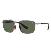 Vierkante Metalen Zonnebril Rode Accenten Ray-Ban , Gray , Unisex