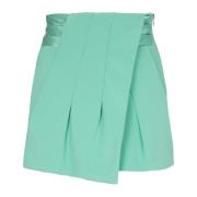 Satin Tailleband Crepe Gedrapeerde Shorts Balmain , Green , Dames