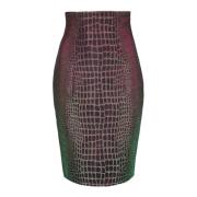 Iridescent Croco Jacquard Rok Balmain , Multicolor , Dames