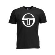 Zwart Katoen Logo Print T-shirt Sergio Tacchini , Black , Heren