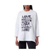 Chique Glitter Sweatshirt Love Moschino , Gray , Dames