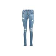 Blauwe Skinny Jeans met Rafelige Enkels One Teaspoon , Blue , Dames