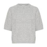 Grijze Melange Gebreide Pullover Trui Kaffe , Gray , Dames