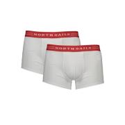 Katoenen Boxershorts Bi-Pack met Logo North Sails , White , Heren