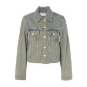 Overdyed Denim Jack Ganni , Green , Dames