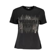 Chique contrast katoenen T-shirt Patrizia Pepe , Black , Dames