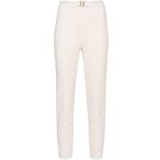 Gouden Loop Straight Crepe Broek Elisabetta Franchi , Beige , Dames