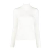 Witte Geribbelde Gebreide Funnel Neck Trui Courrèges , White , Dames