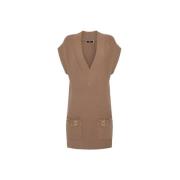 Gebreide Jurk Elisabetta Franchi , Brown , Dames