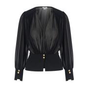 Camicia EF Nero Blouse Elisabetta Franchi , Black , Dames