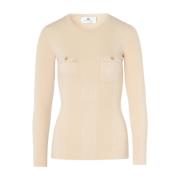 Lattice Gebreide Top Elisabetta Franchi , White , Dames