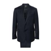 Blauwe Wol Streep Blazer Broek Set Ermenegildo Zegna , Blue , Heren