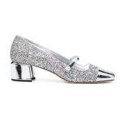 Zilver Glitter Platte Schoenen met Parel Detail Jimmy Choo , Gray , Da...